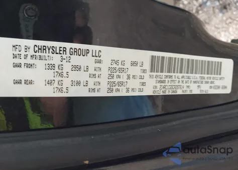 2012 Chrysler Town & Country Touring-L из США, поврежденный, VIN 2C4RC1CG5CR297614